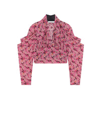 Nycia blouse with puffed sleeves in mixed silk - Multico Pink