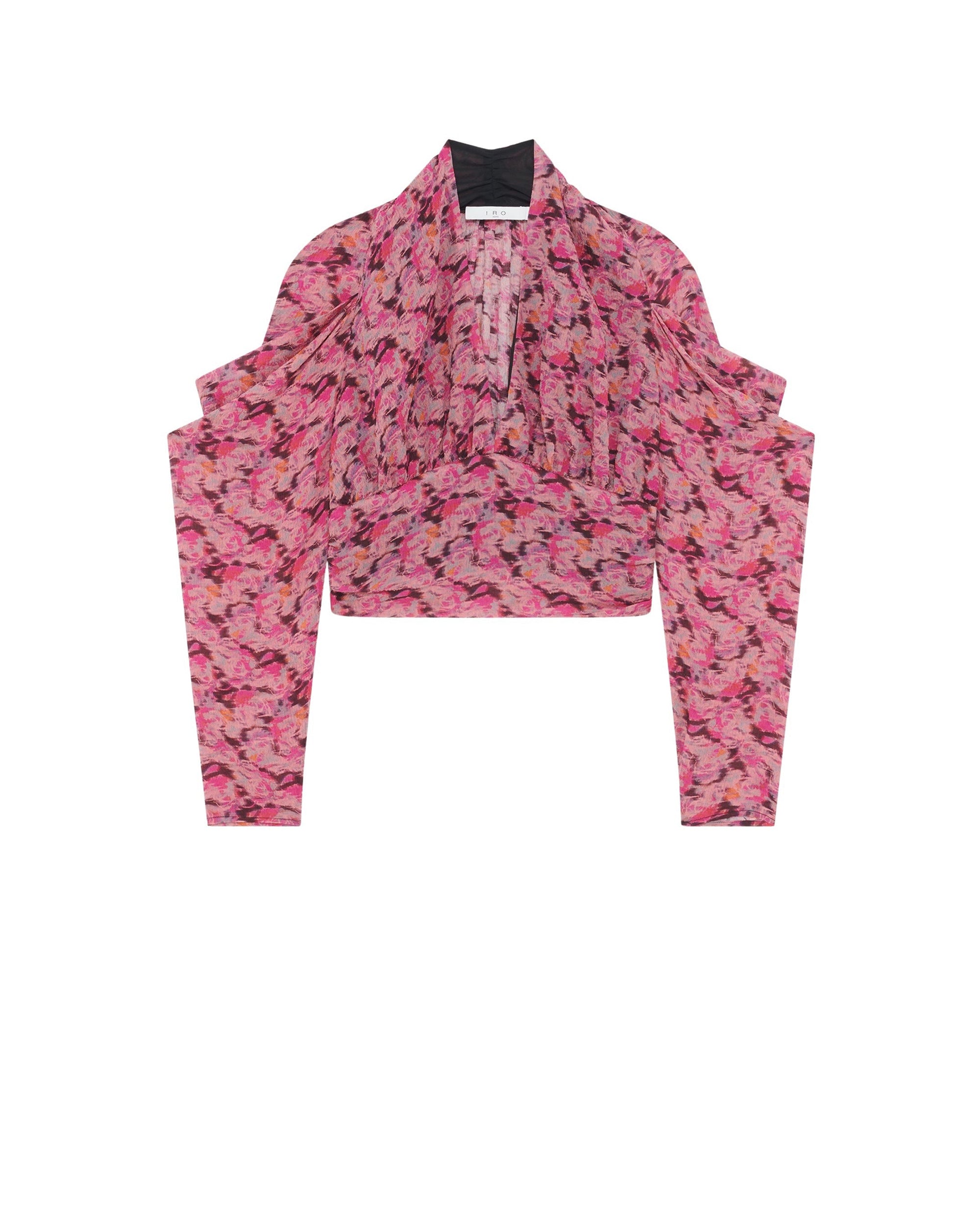 Nycia blouse with puffed sleeves in mixed silk - Multico Pink