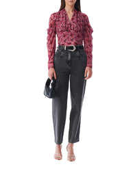 Nycia blouse with puffed sleeves in mixed silk - Multico Pink