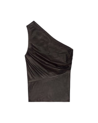 Oana asymmetric top in leather - Black