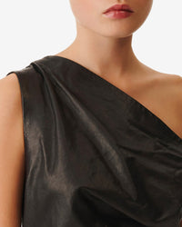 Oana asymmetric top in leather - Black