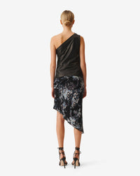 Oana asymmetric top in leather - Black