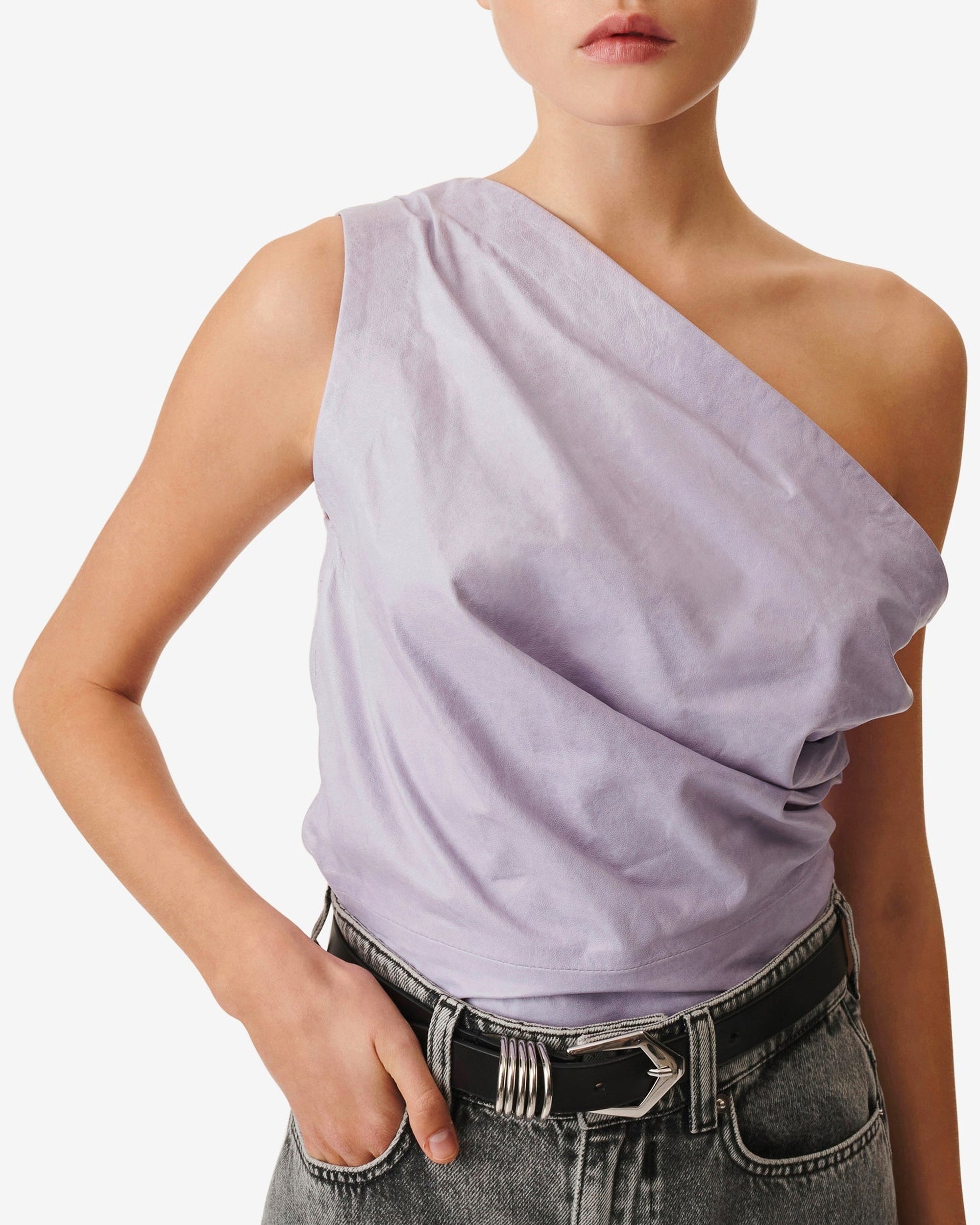 Oana asymmetric top in leather - Lavender