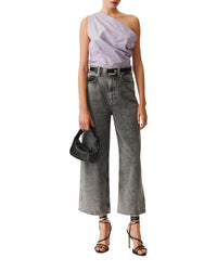 Oana asymmetric top in leather - Lavender
