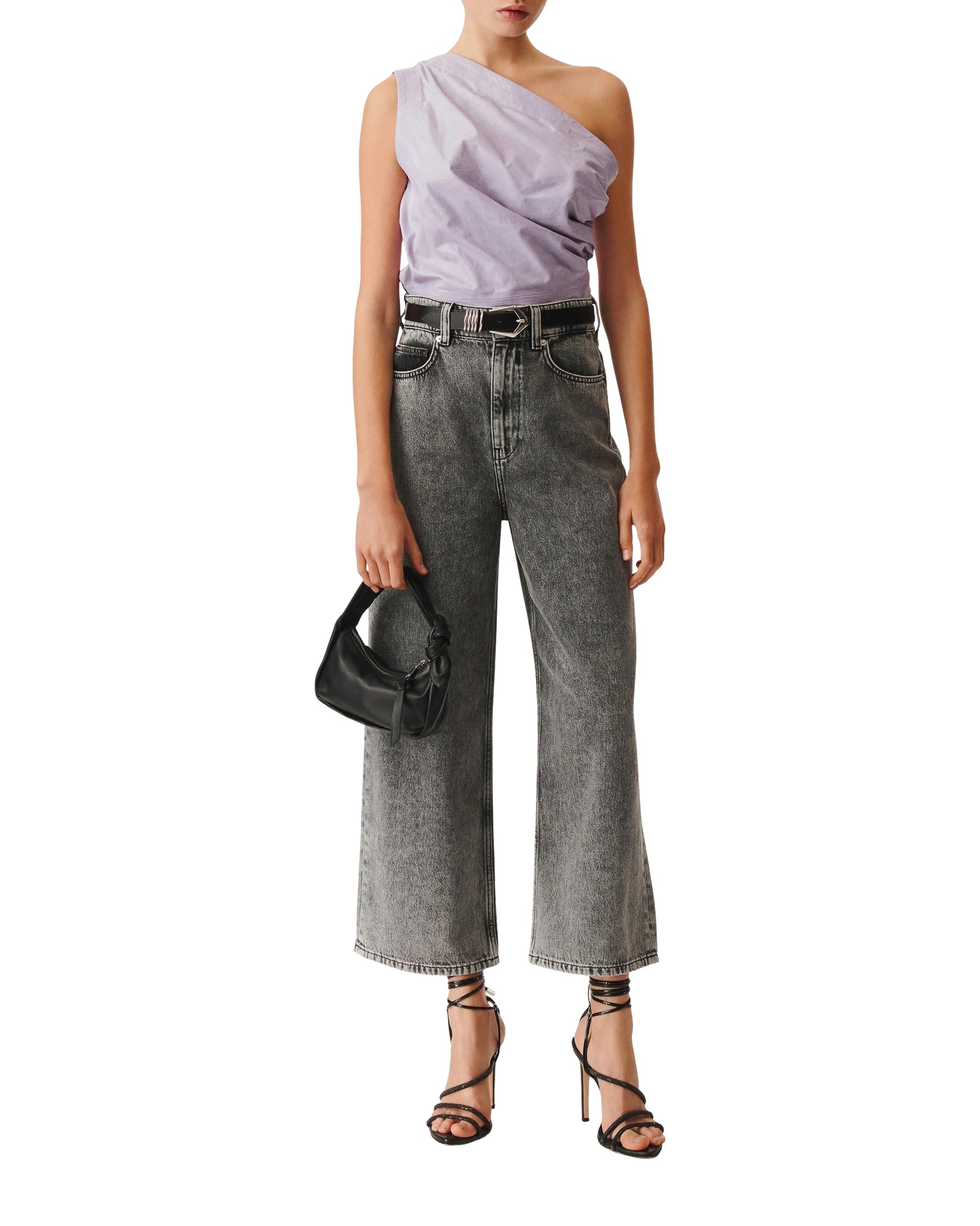 Oana asymmetric top in leather - Lavender