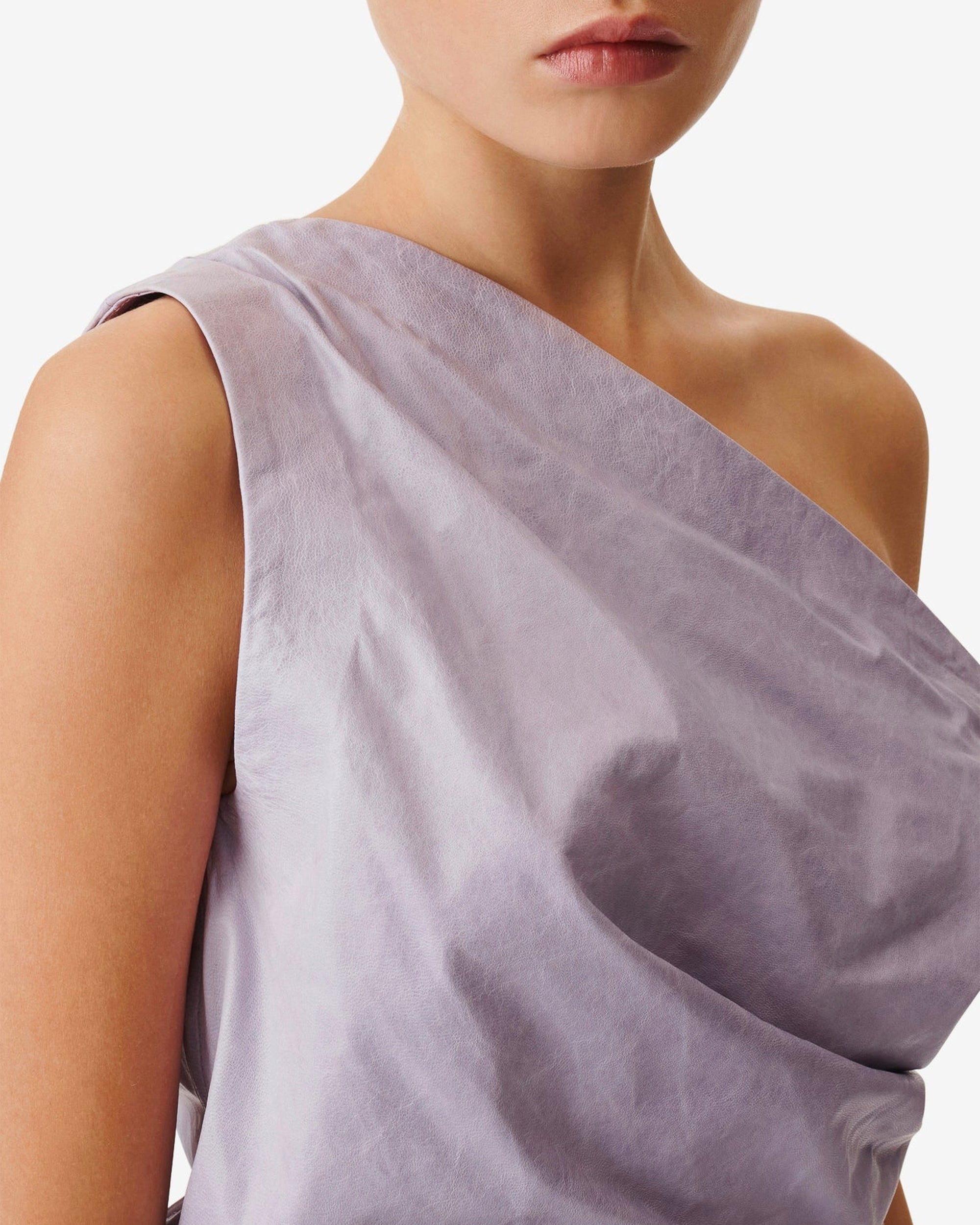 Oana asymmetric top in leather - Lavender