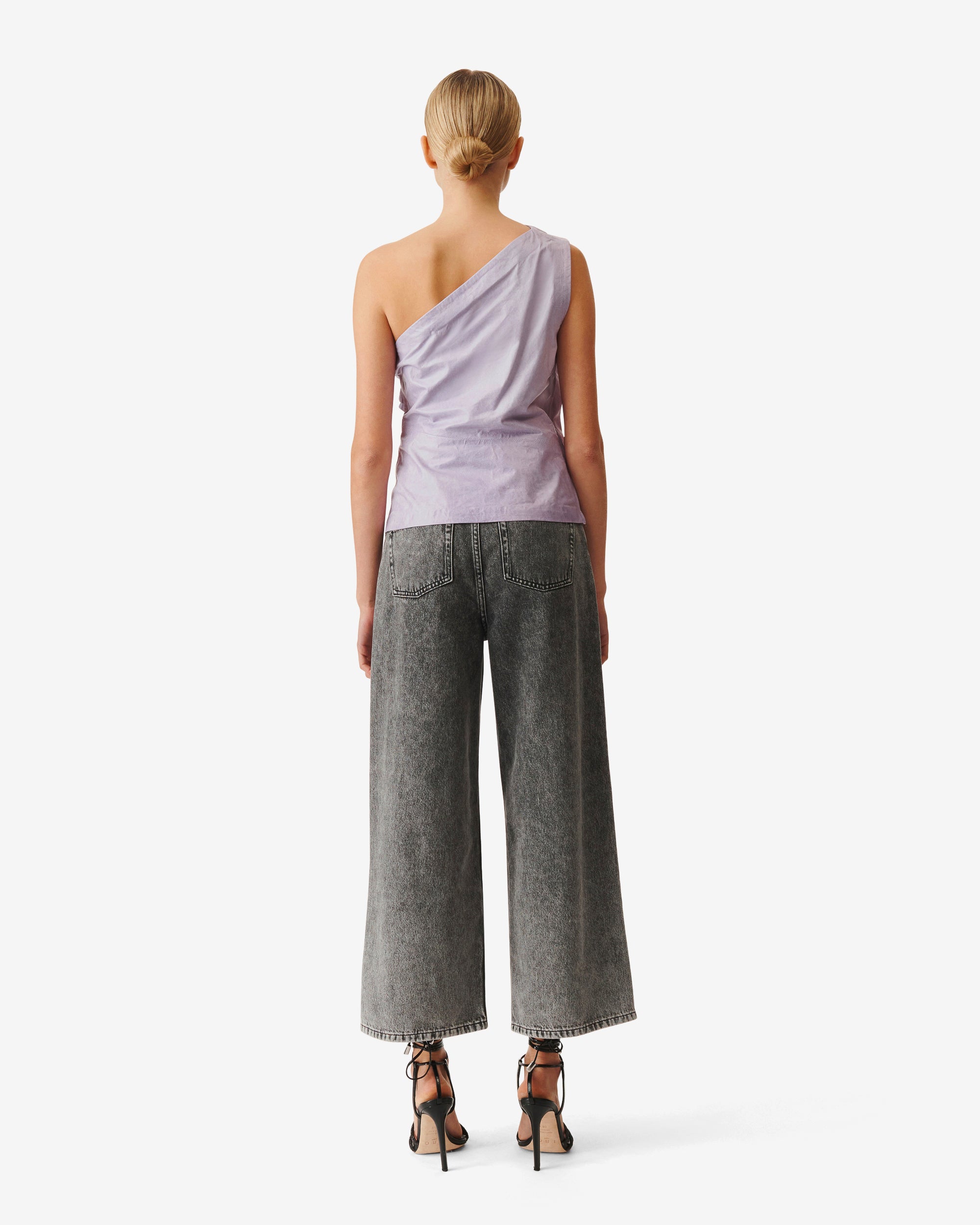 Oana asymmetric top in leather - Lavender