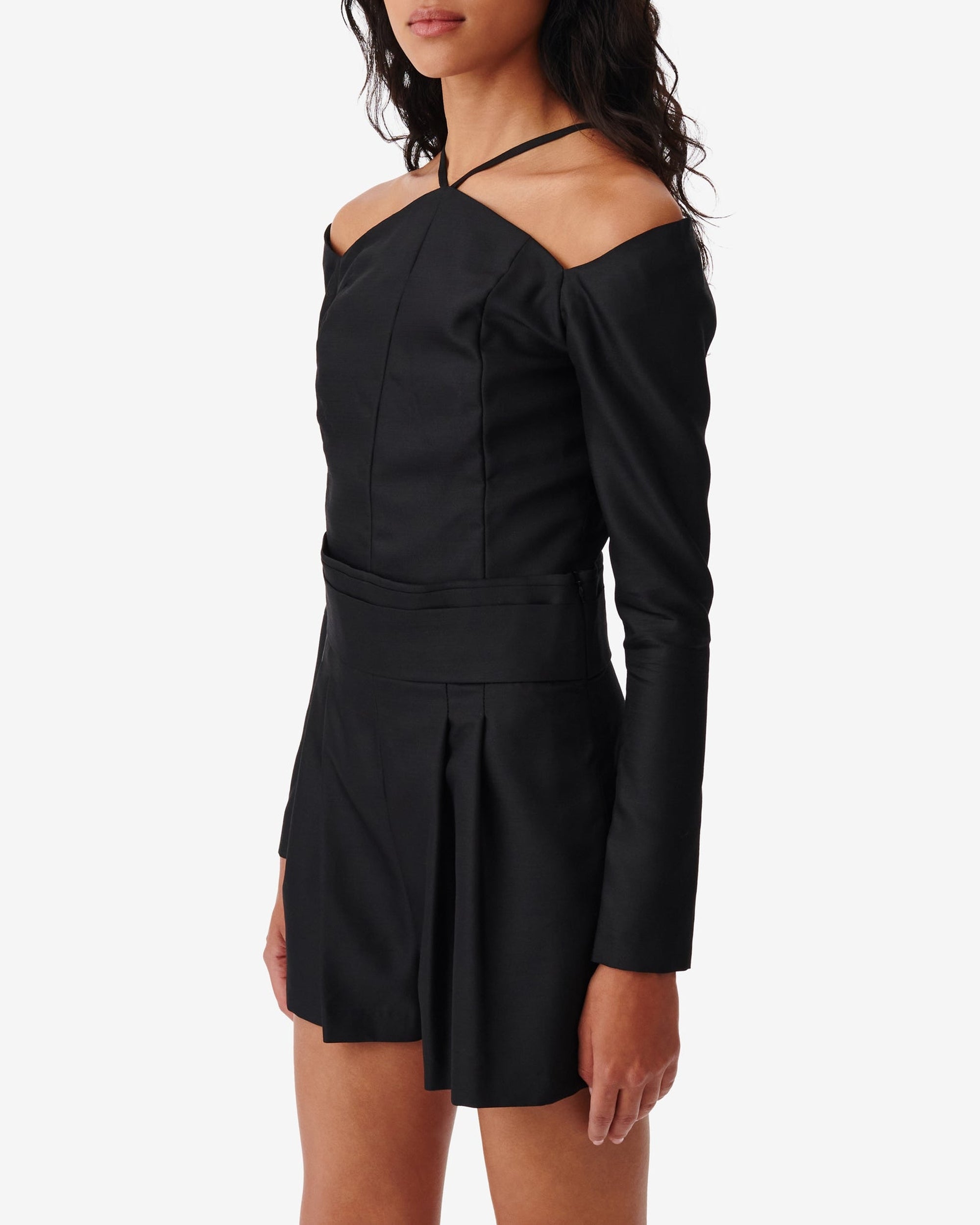 Paju off-the-shoulder top in wool - Black