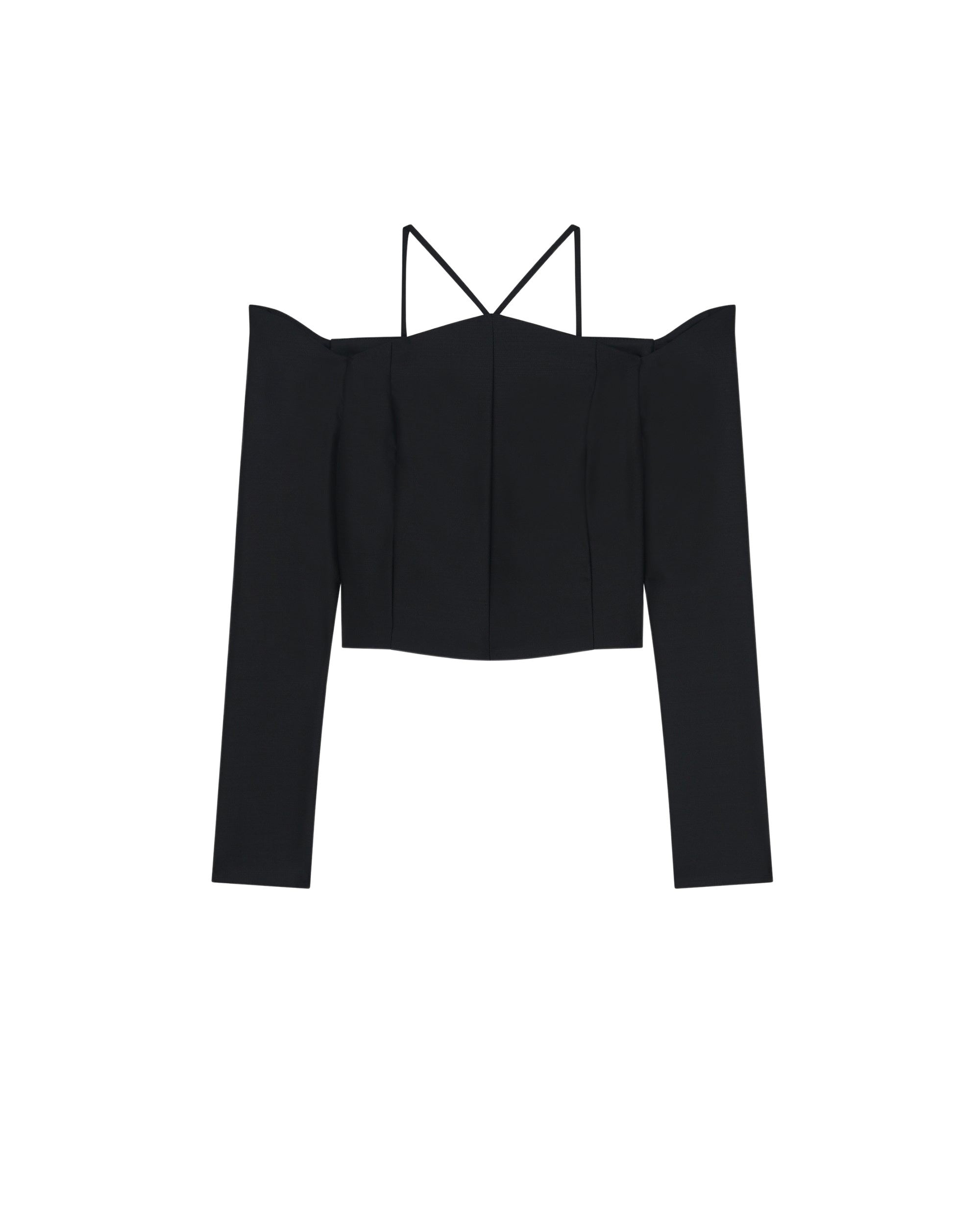 Paju off-the-shoulder top in wool - Black