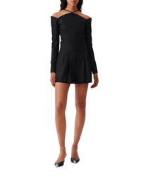 Paju off-the-shoulder top in wool - Black