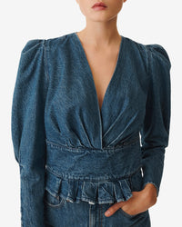 Silja long-sleeved top - Blue Denim