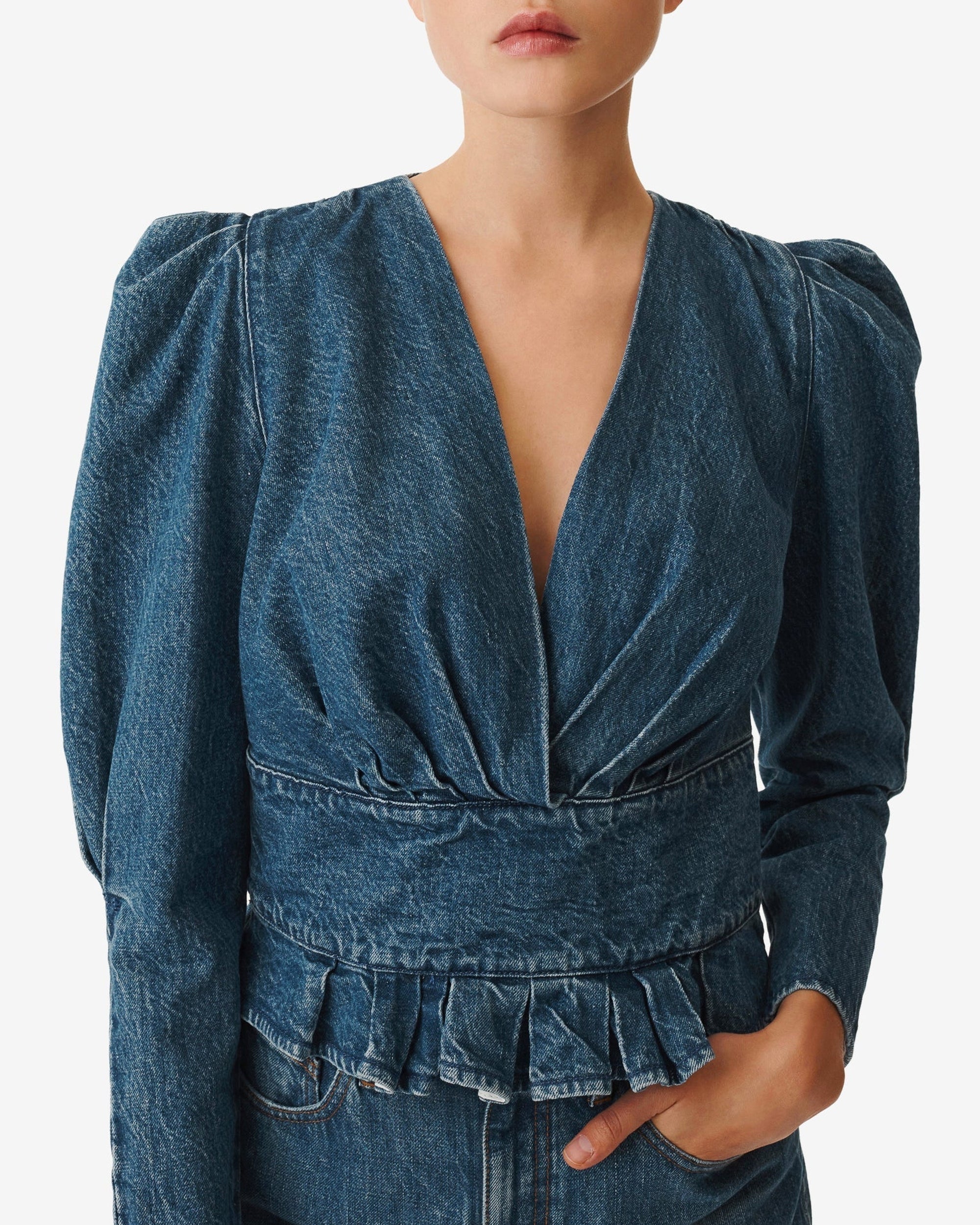 Silja long-sleeved top - Blue Denim
