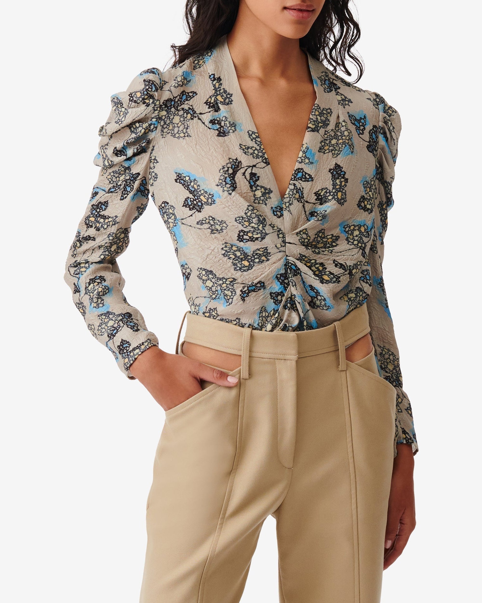Stala silk blend top - Beige Multico