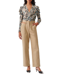 Stala silk blend top - Beige Multico
