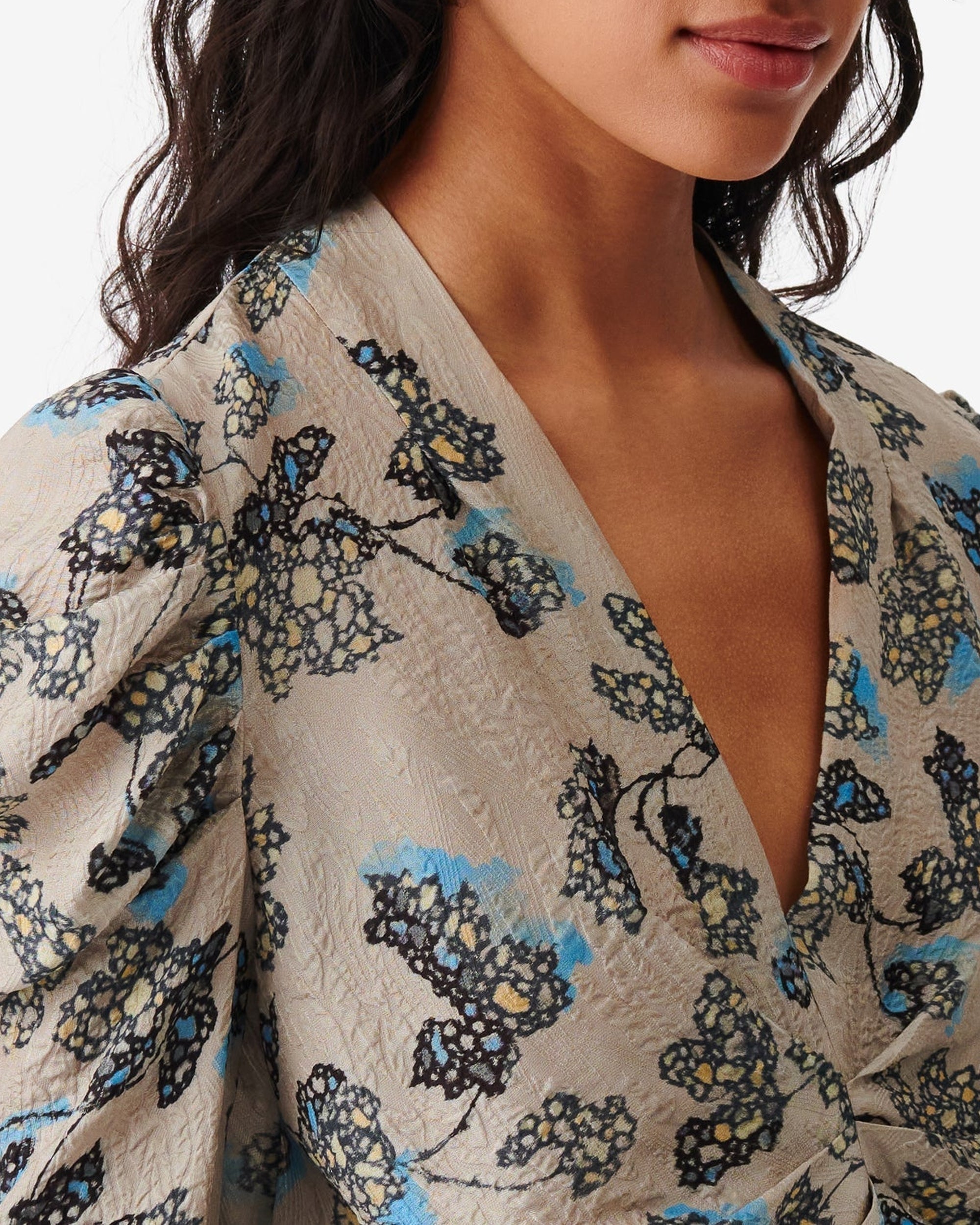 Stala silk blend top - Beige Multico