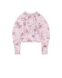 Tamira silk blouse with puffed sleeves - Ecru & Light Pink