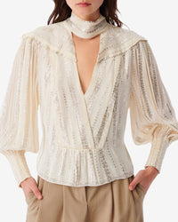 Viviana long-sleeved blouse - Ecru & Silver