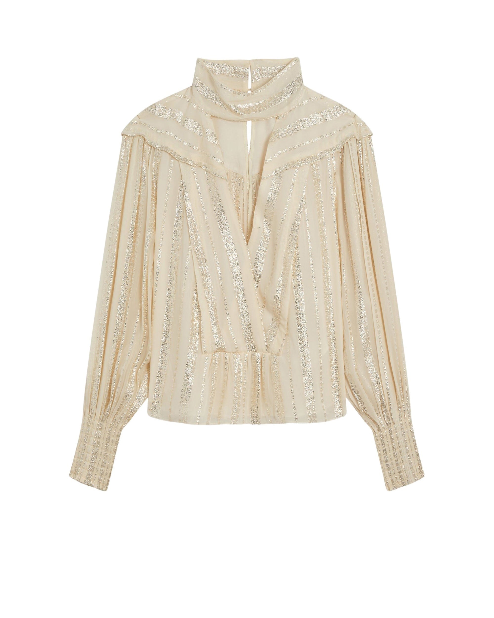 Viviana long-sleeved blouse - Ecru & Silver