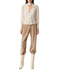 Viviana long-sleeved blouse - Ecru & Silver