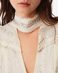 Viviana long-sleeved blouse - Ecru & Silver
