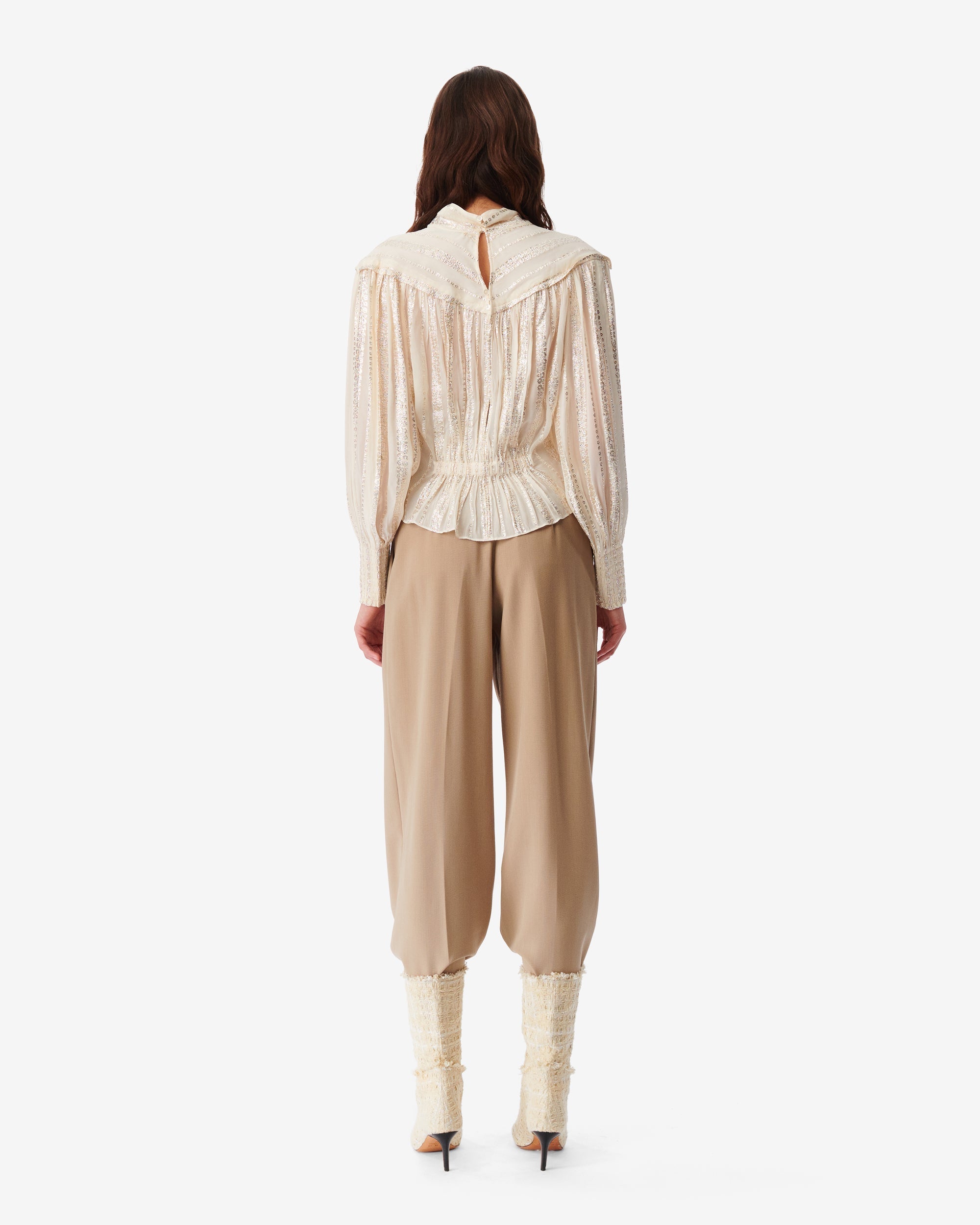 Viviana long-sleeved blouse - Ecru & Silver
