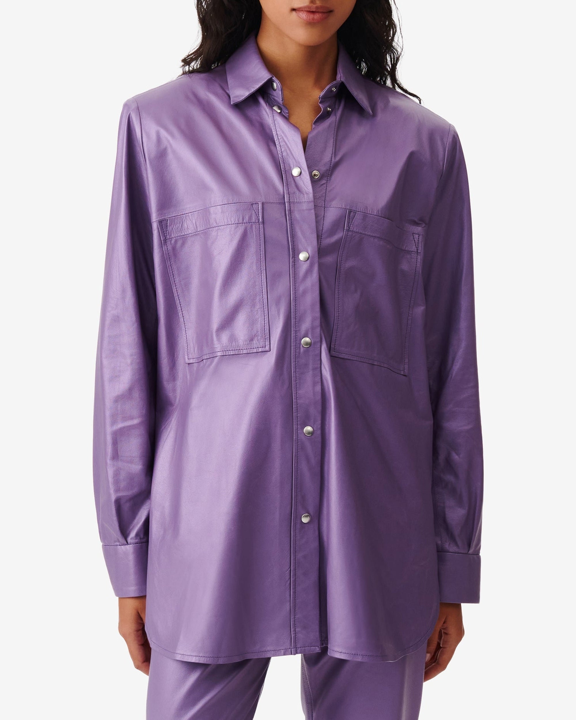 Alegre leather shirt - Pearly Purple