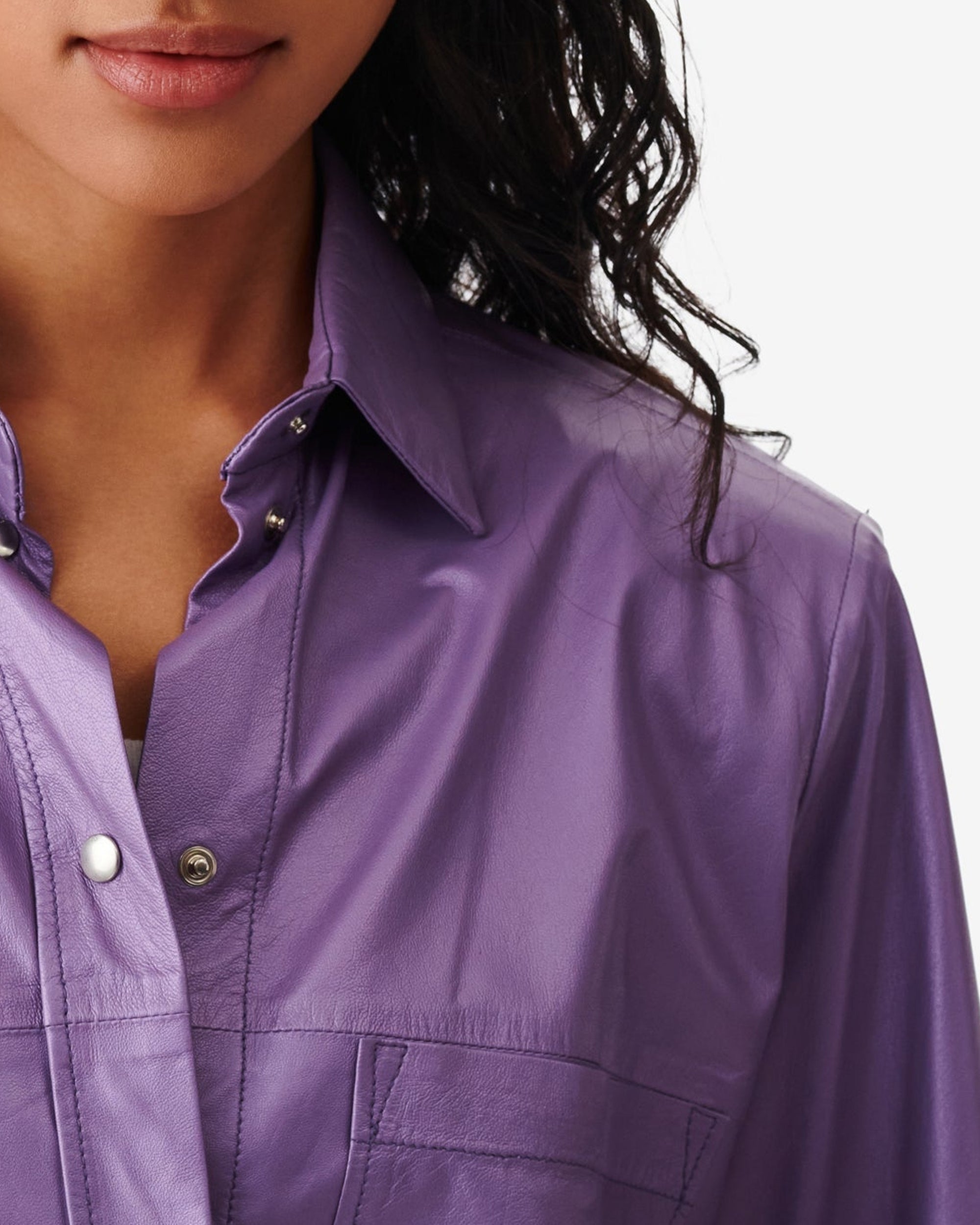 Alegre leather shirt - Pearly Purple