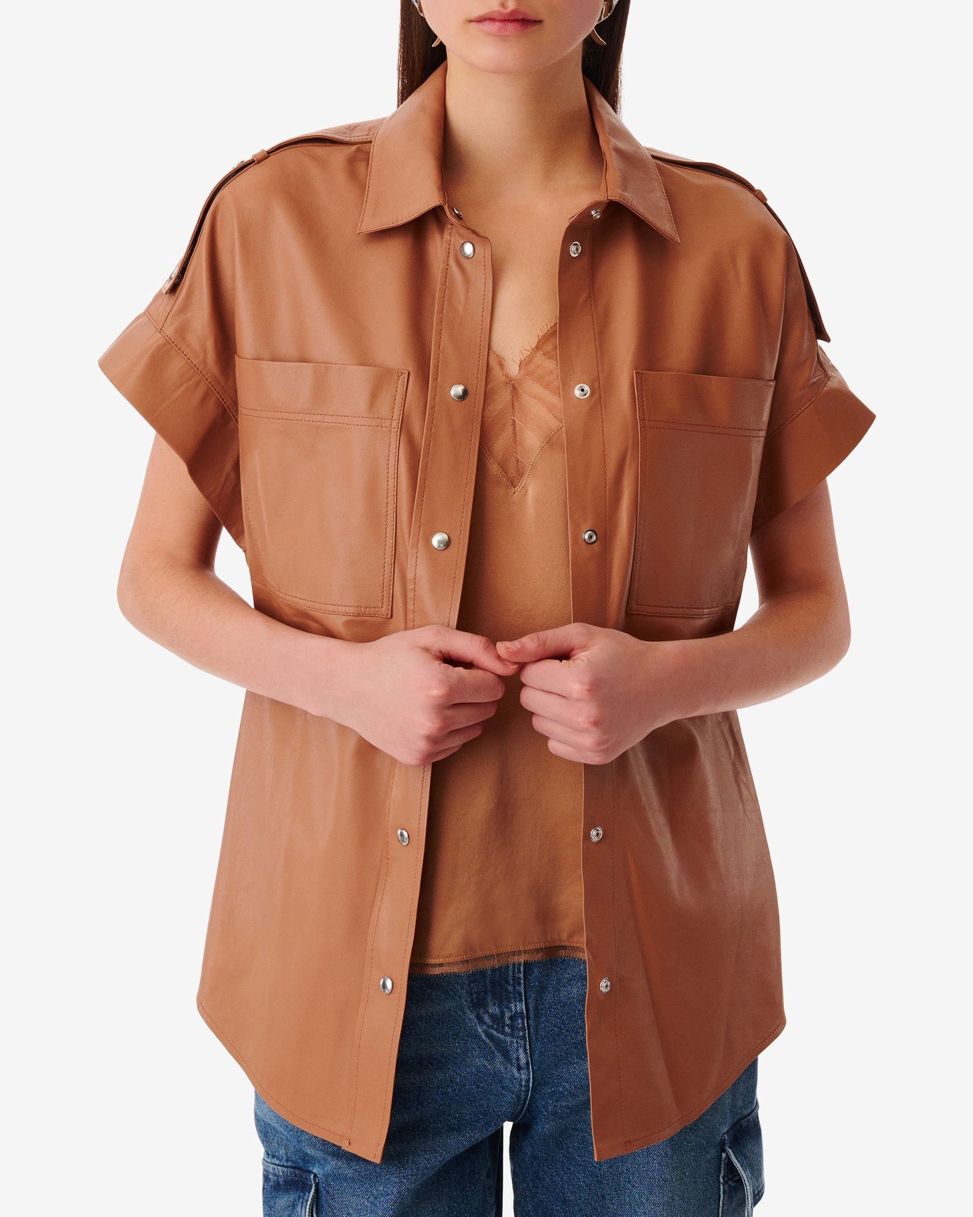 Mahina leather shirt - Fudge