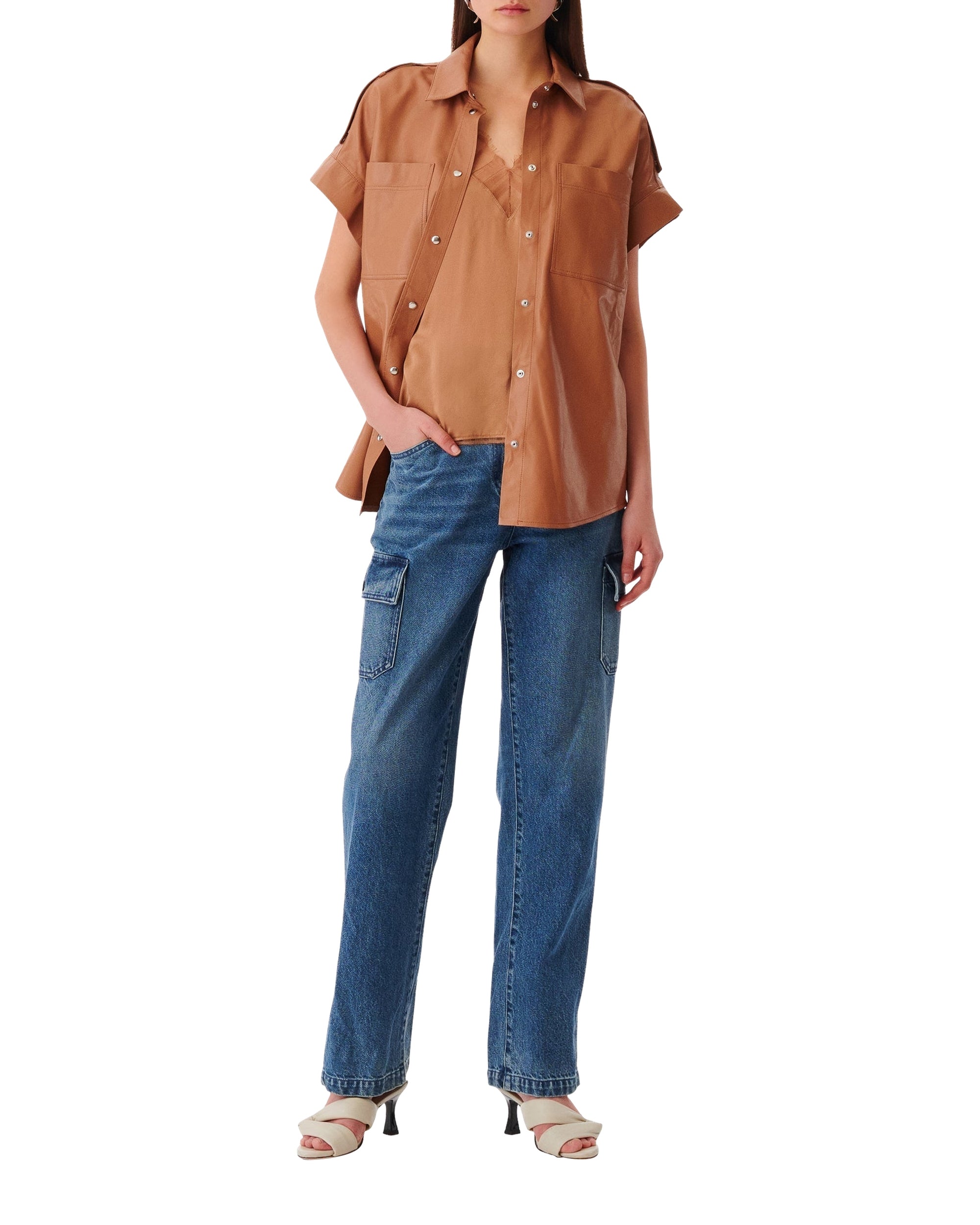 Mahina leather shirt - Fudge