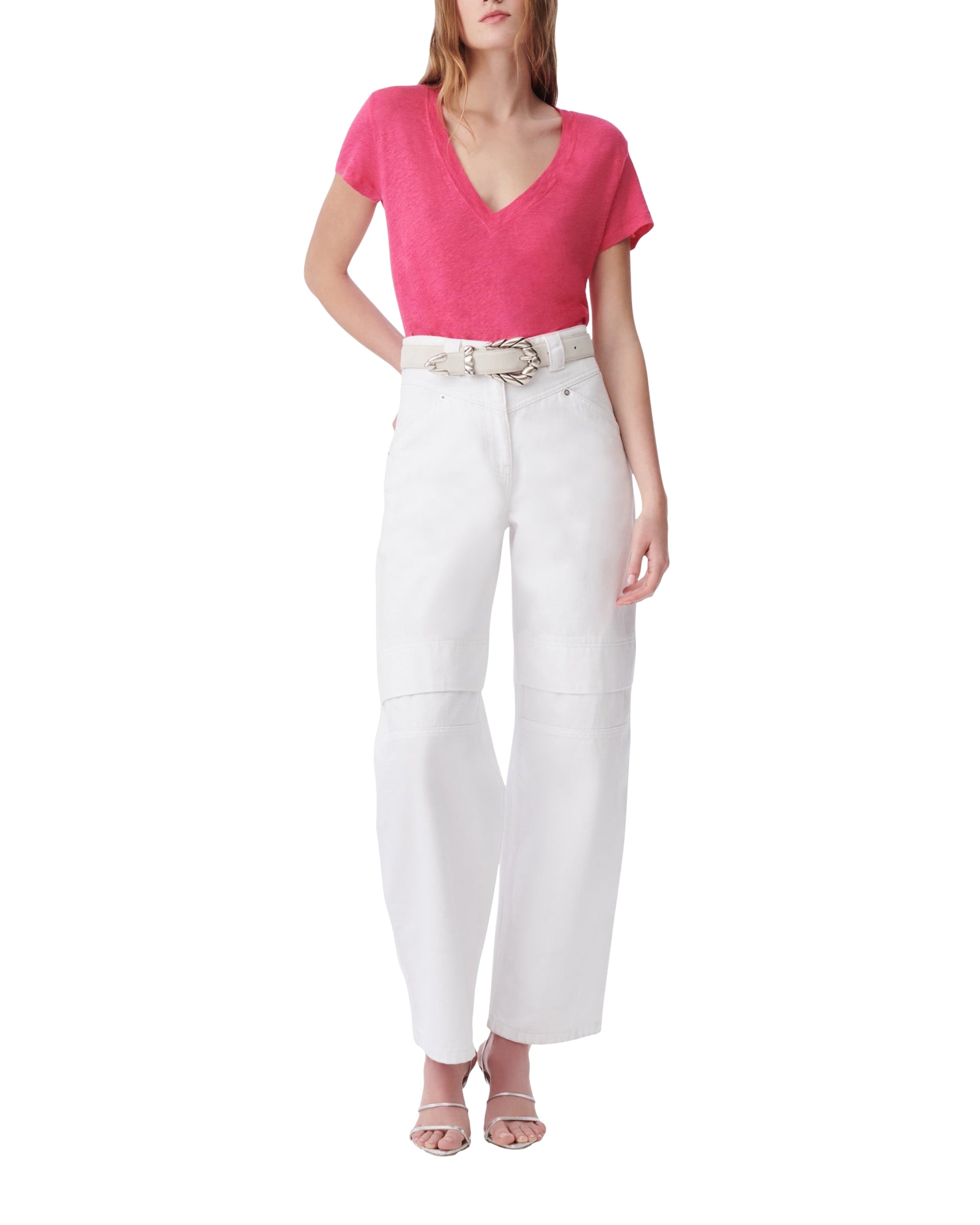 Rodeo short-sleeved linen T-shirt - Fushia