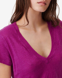 Rodeo short-sleeved T-shirt in linen - Berry