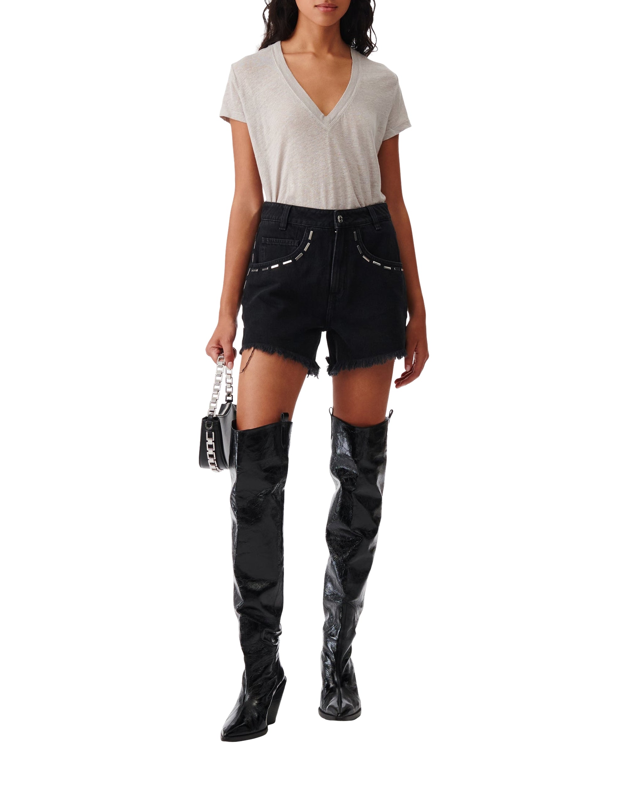 Rodeo short-sleeved t-shirt in linen - Pearl Grey