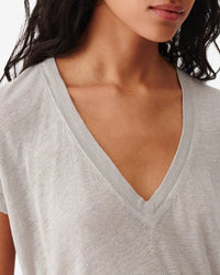 Rodeo short-sleeved t-shirt in linen - Pearl Grey