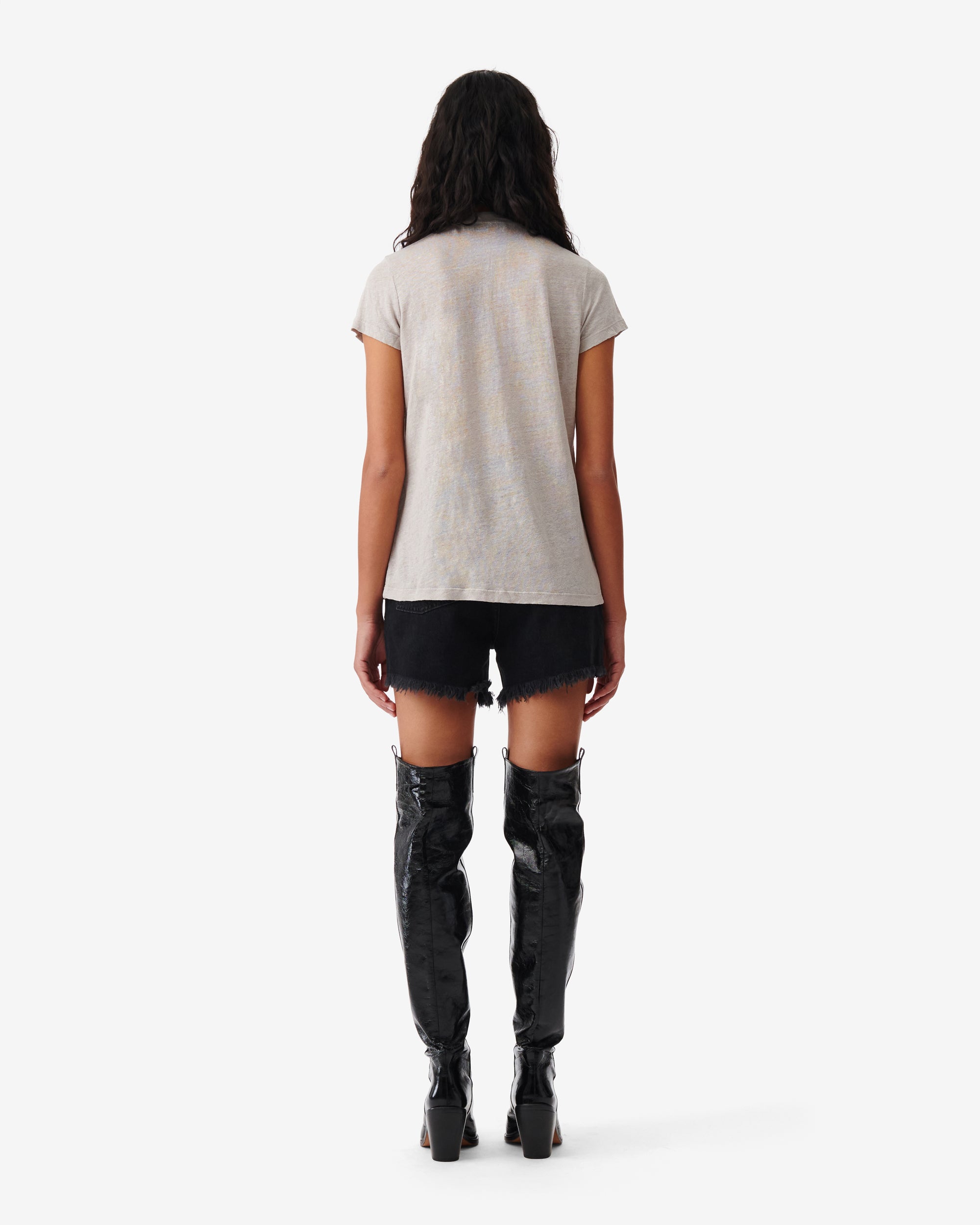 Rodeo short-sleeved t-shirt in linen - Pearl Grey