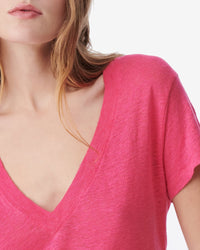 Rodeo short-sleeved linen T-shirt - Fushia