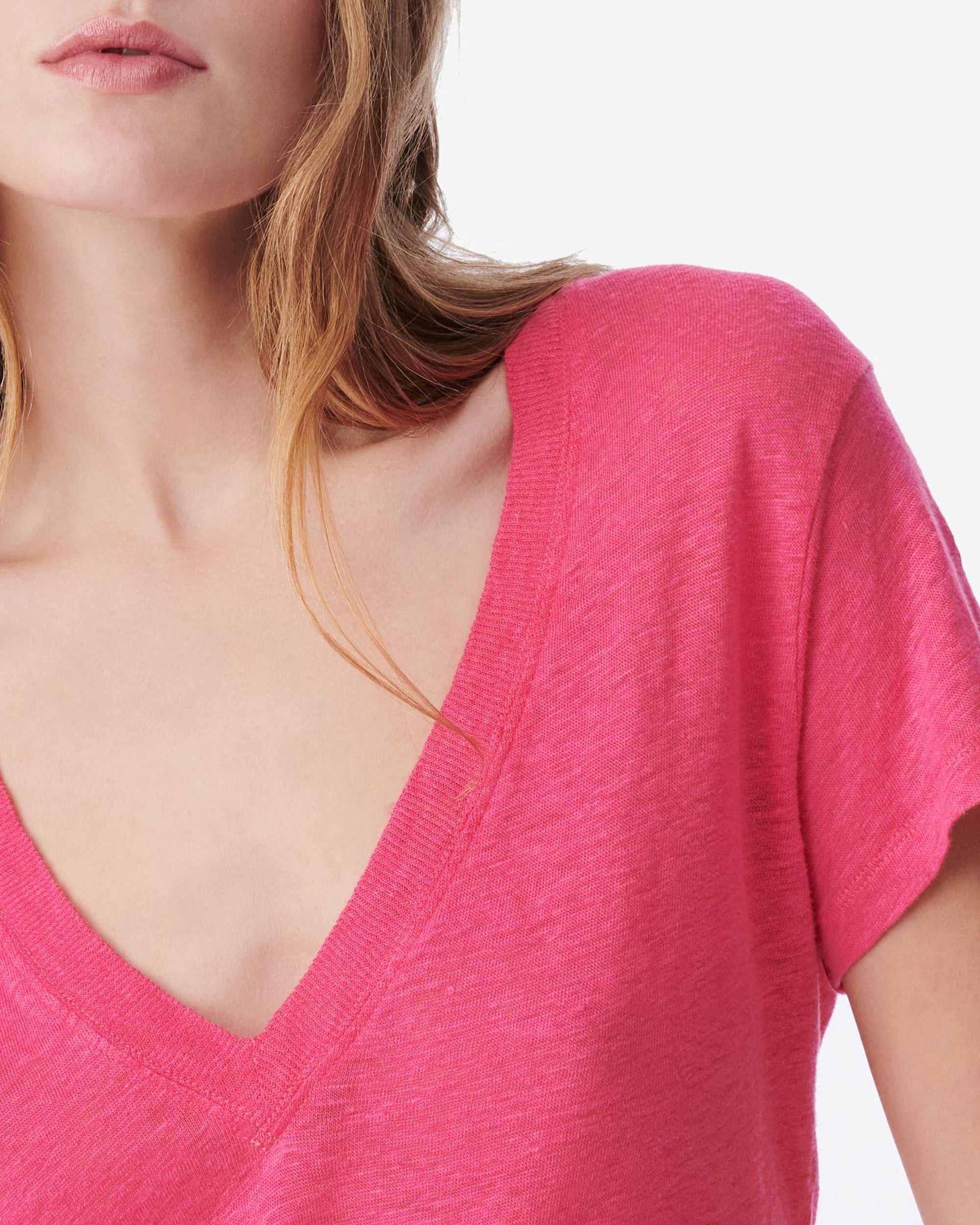 Rodeo short-sleeved linen T-shirt - Fushia