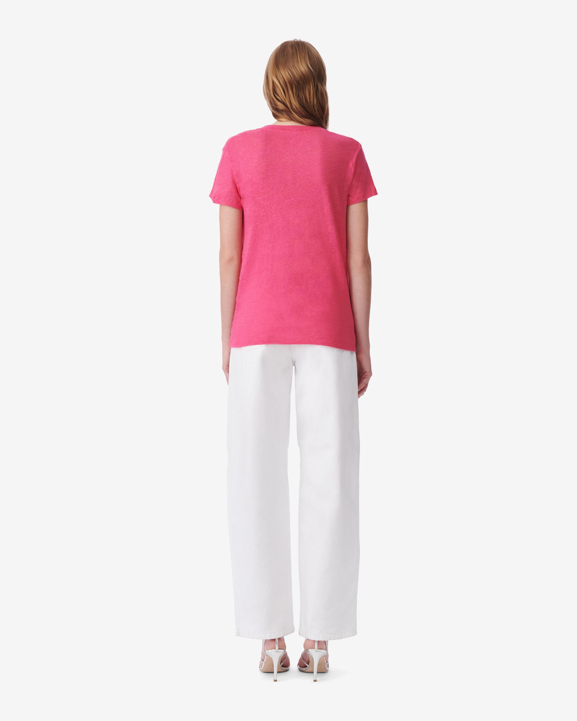 Rodeo short-sleeved linen T-shirt - Fushia