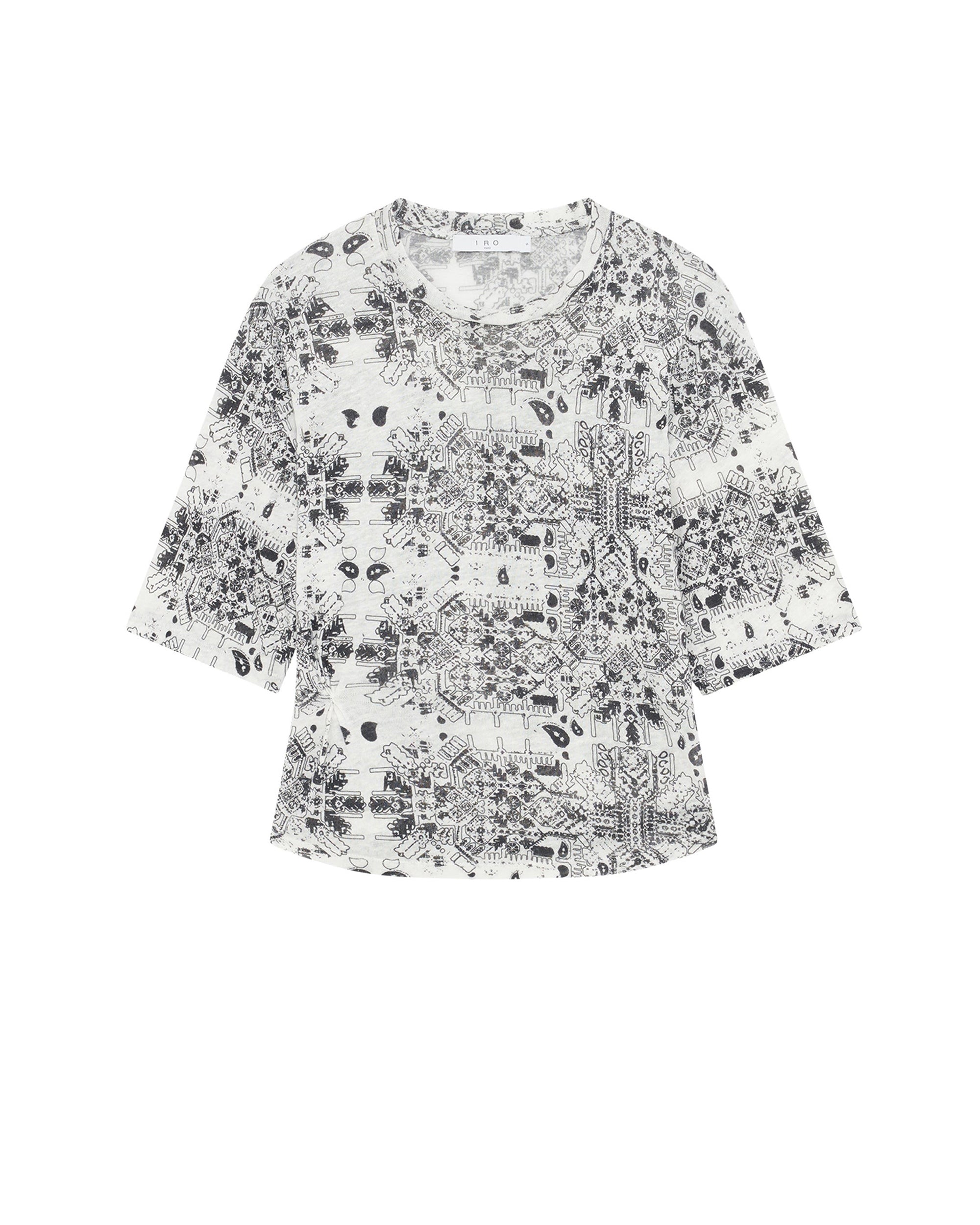 Walia short-sleeved linen T-shirt - White & Black