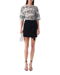 Walia short-sleeved linen T-shirt - White & Black