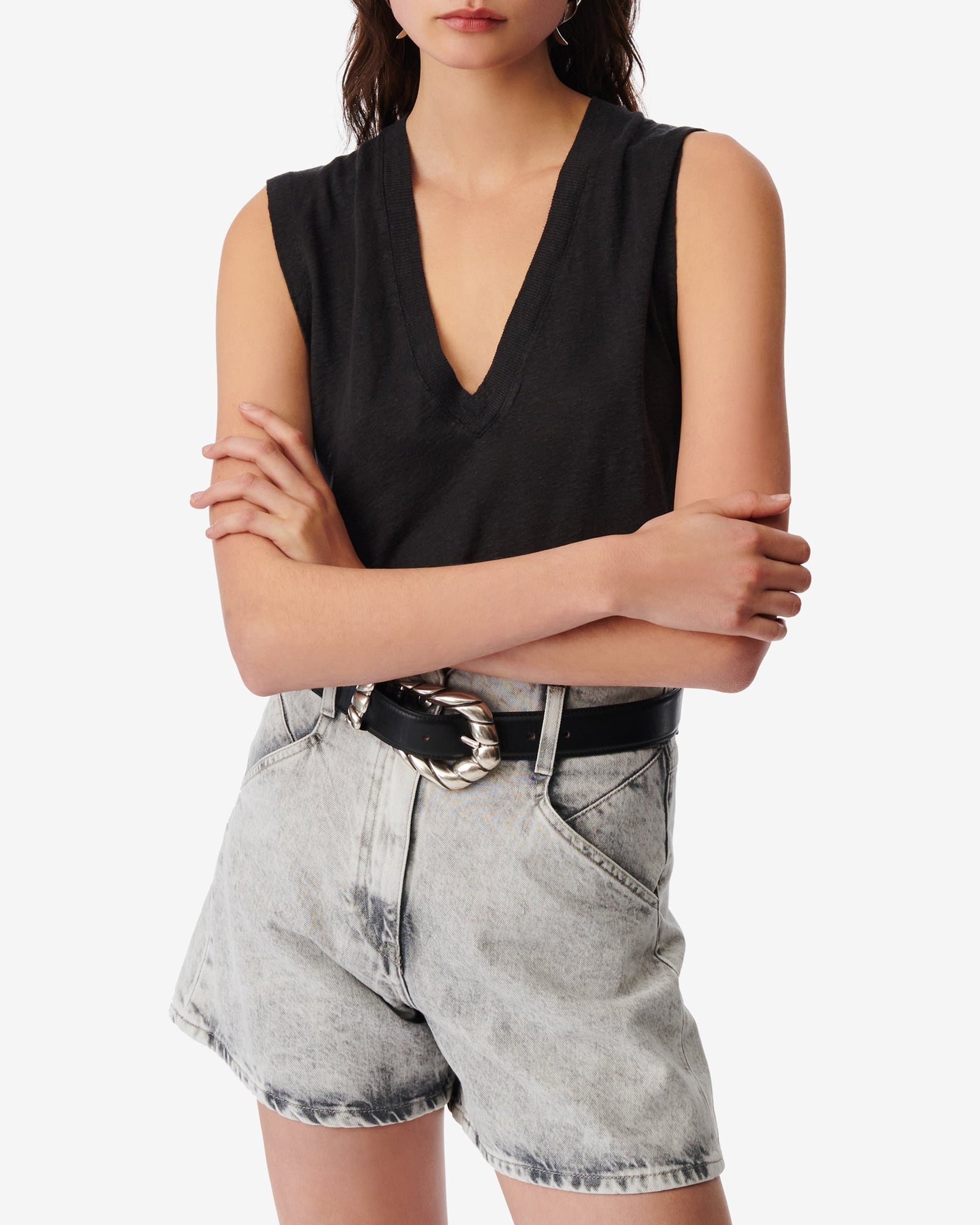 Celsio top in linen - Black