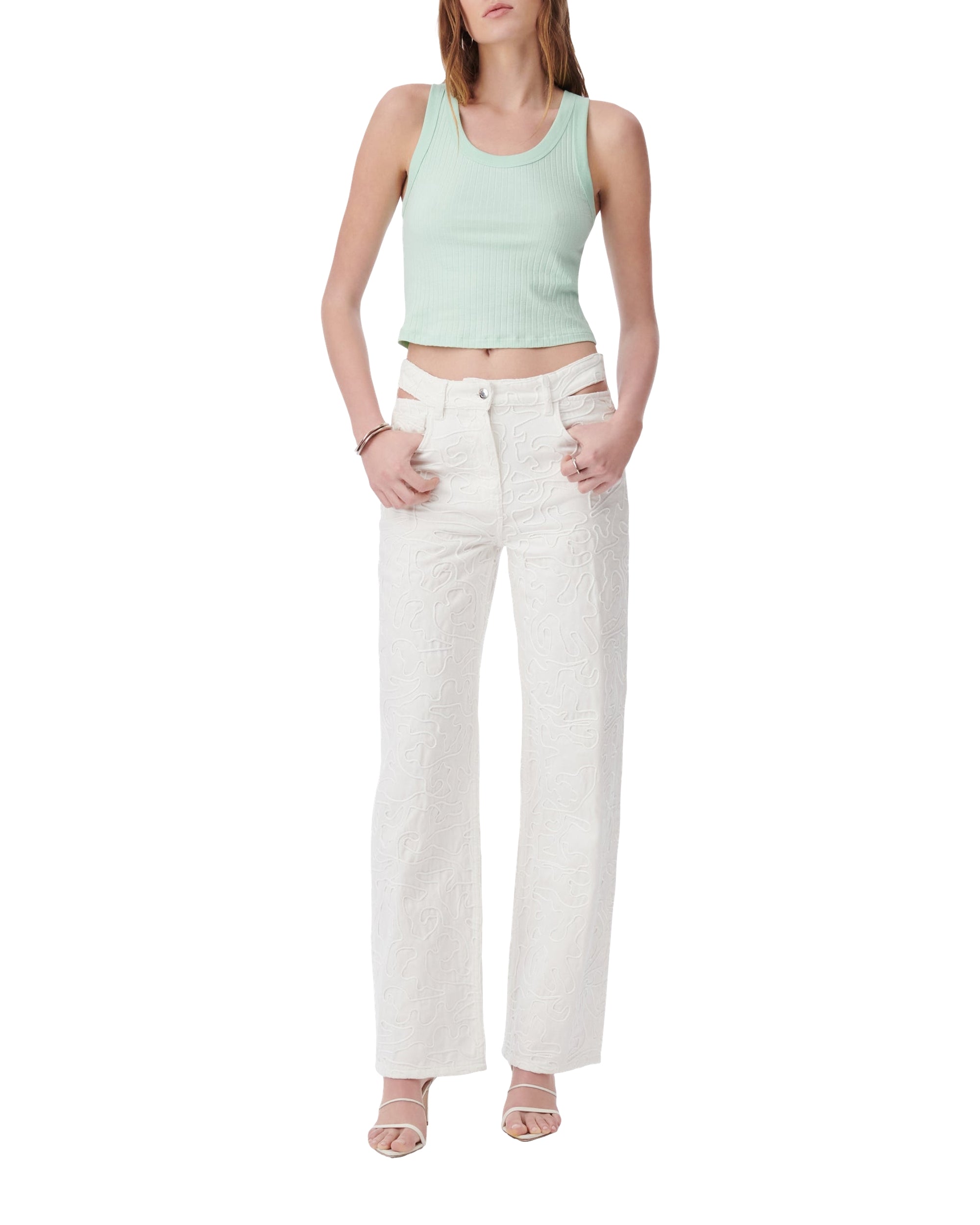 Emma ribbed tank top - Aqua