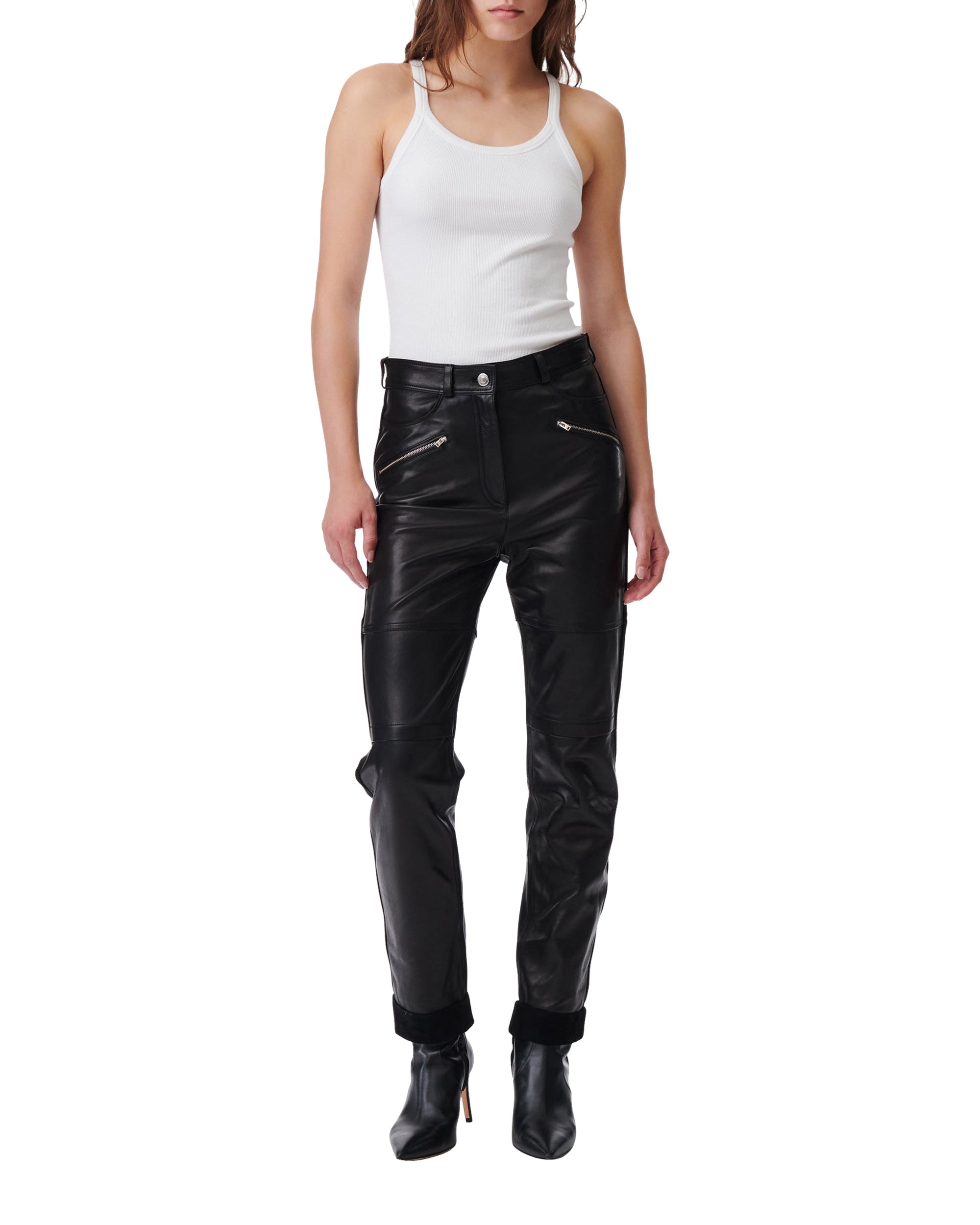 Aysel trousers in leather - Black