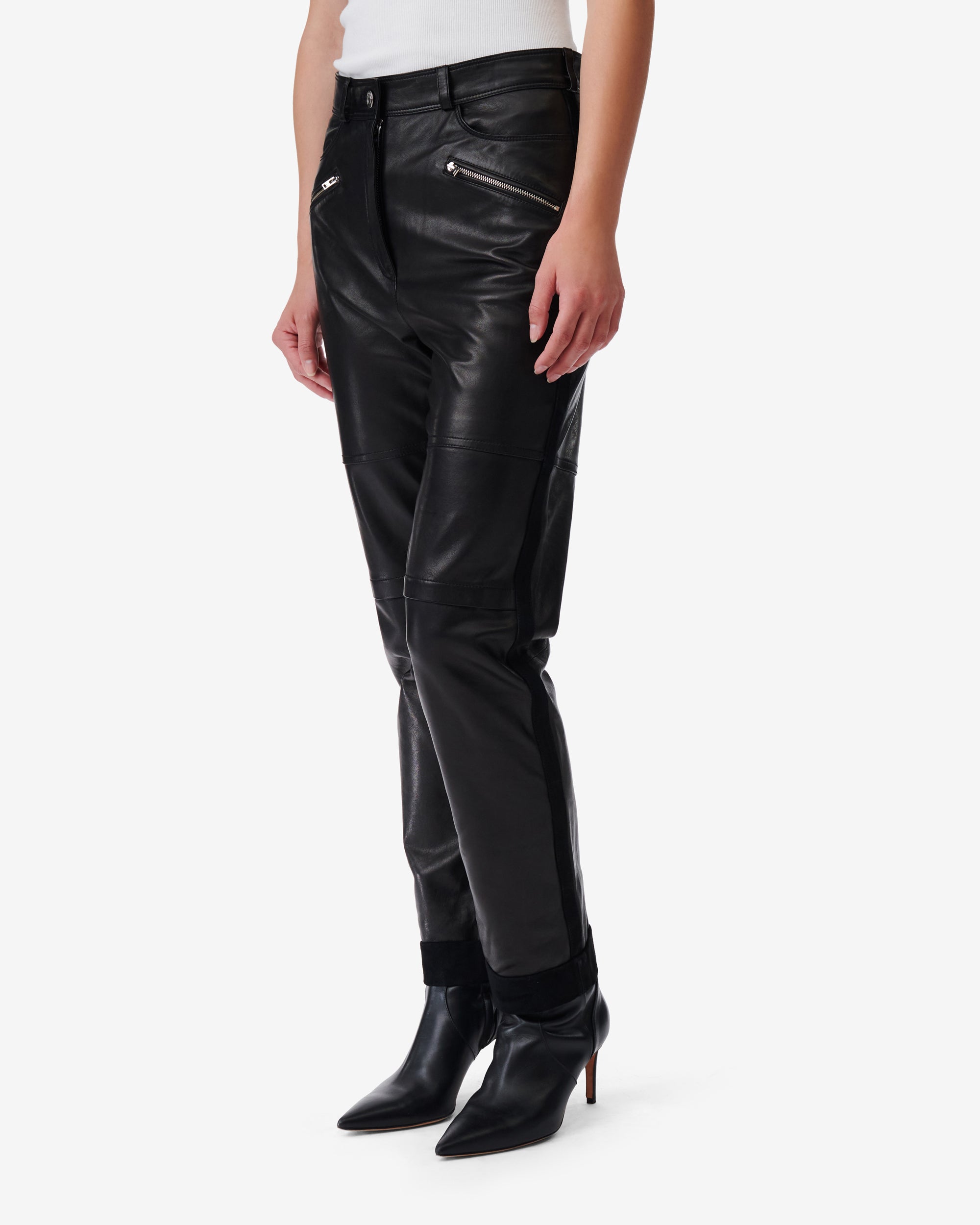 Aysel trousers in leather - Black