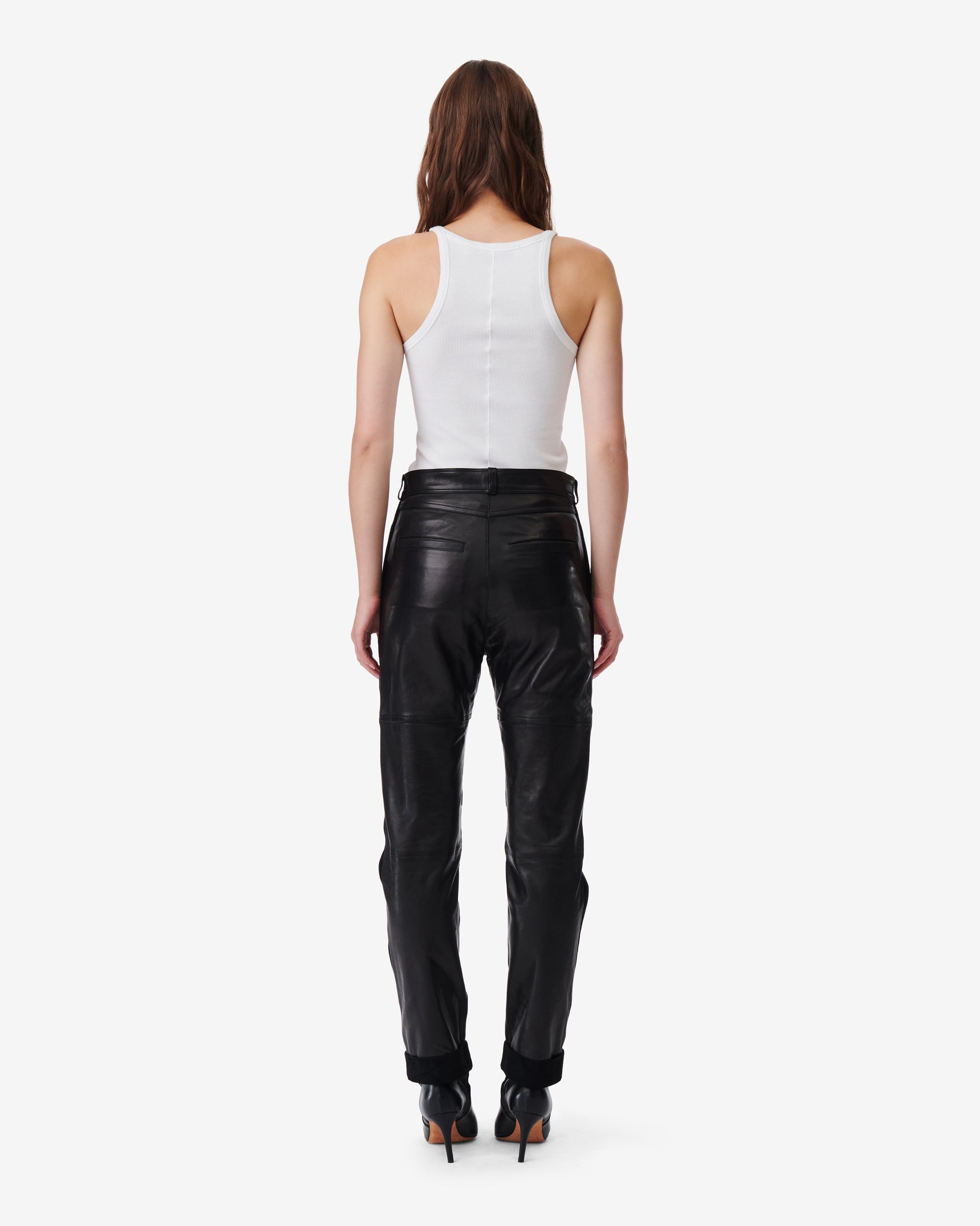 Aysel trousers in leather - Black