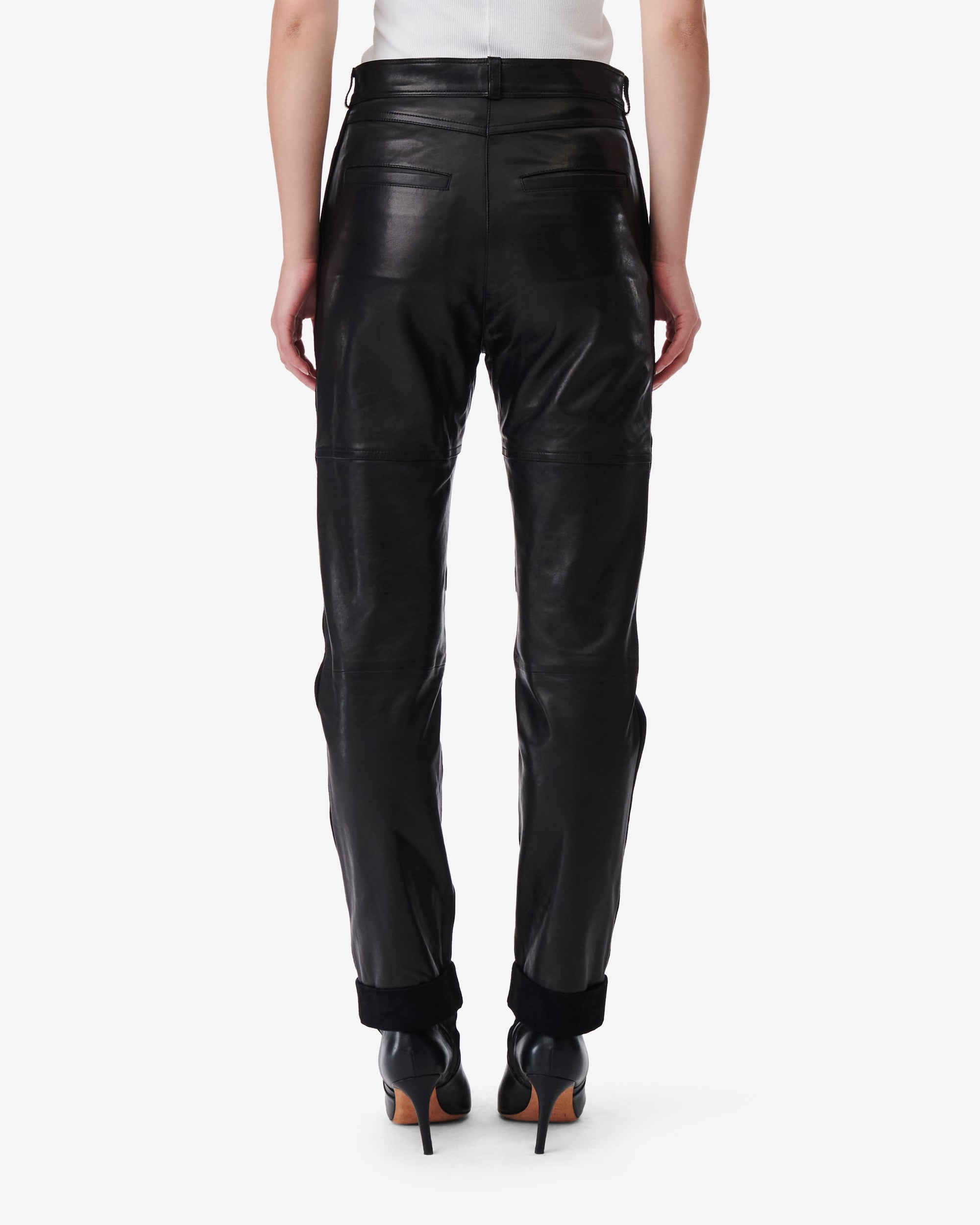 Aysel trousers in leather - Black