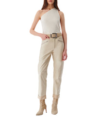 Aysel trousers in leather - Ecru