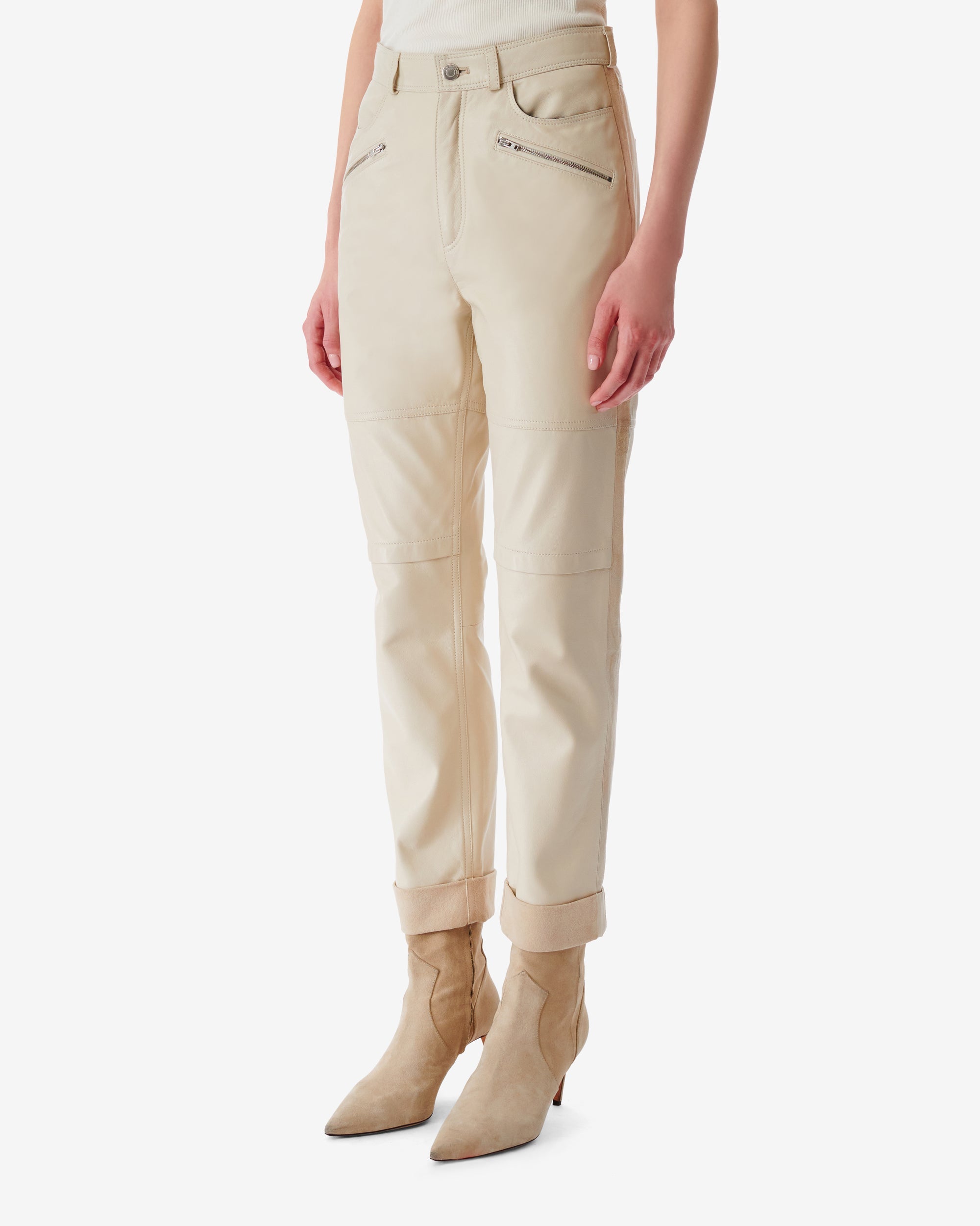 Aysel trousers in leather - Ecru