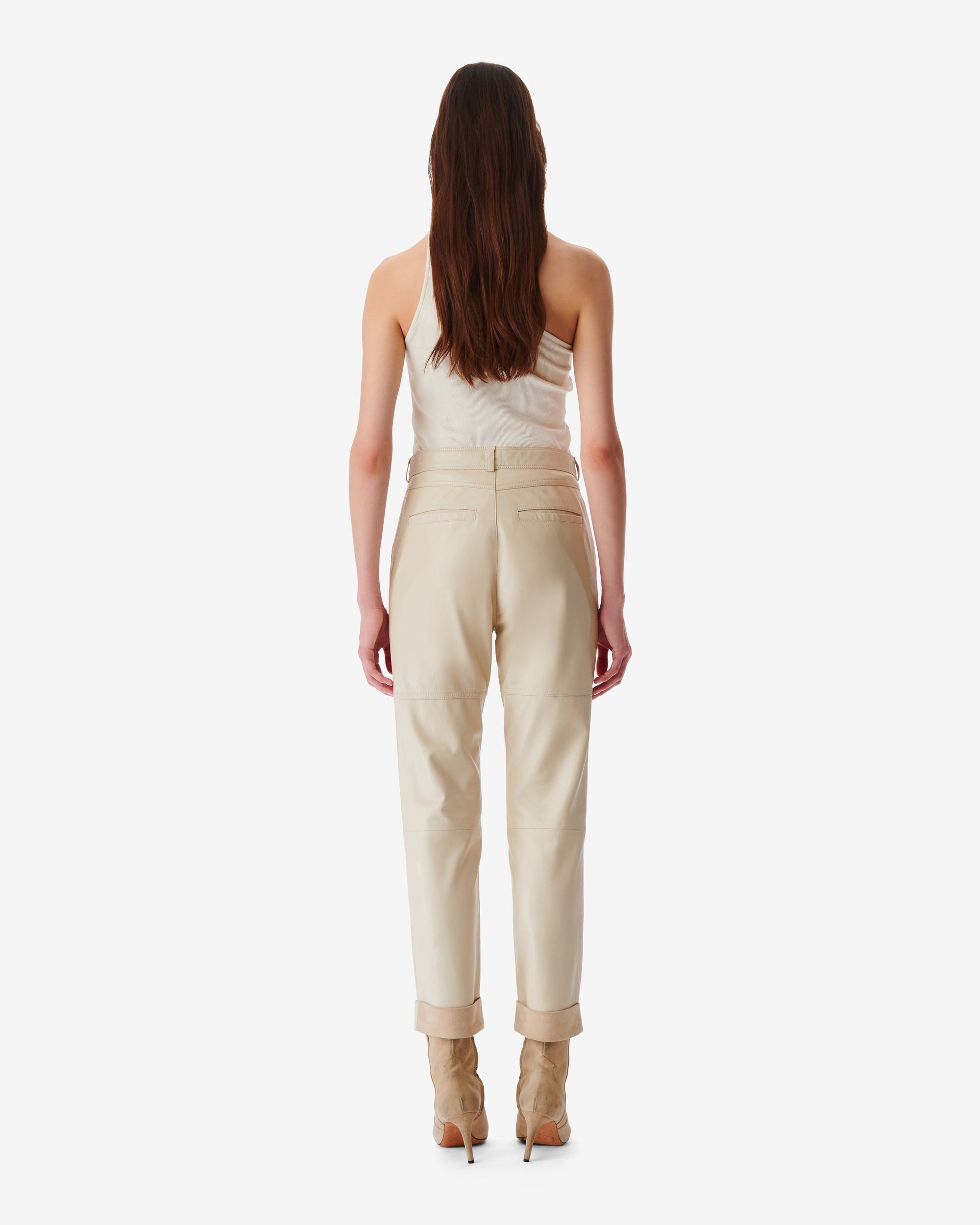 Aysel trousers in leather - Ecru