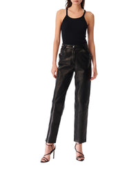 Hazel leather trousers - Black