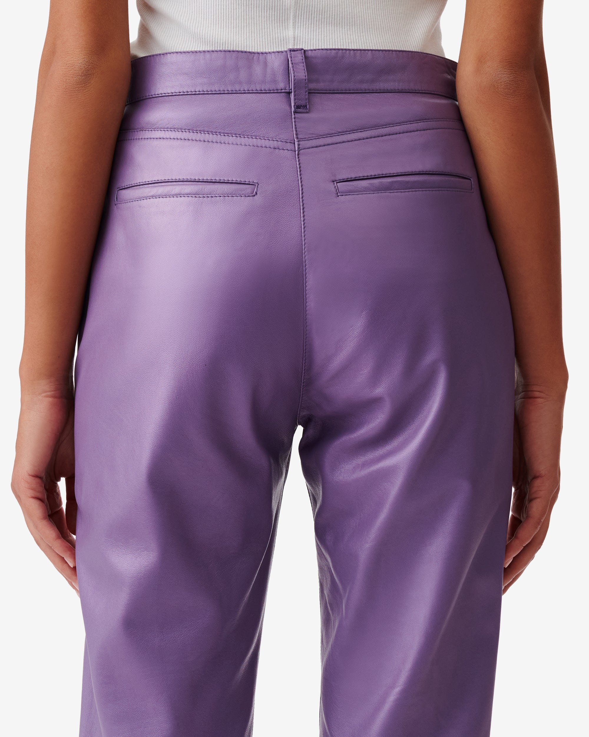 Jalil trousers in leather - Pearly Purple